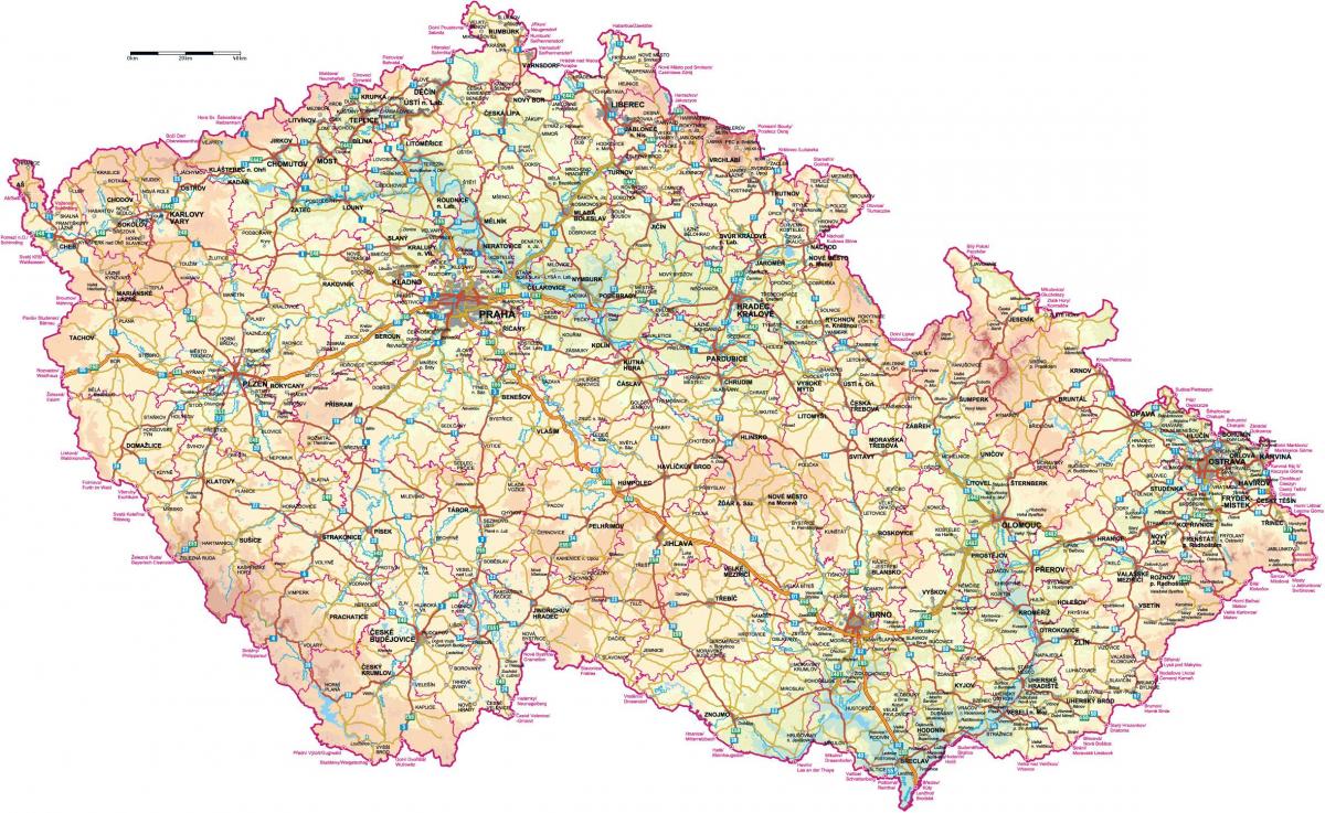 Grote kaart van Tsjechië (Tsjecho-Slowakije)