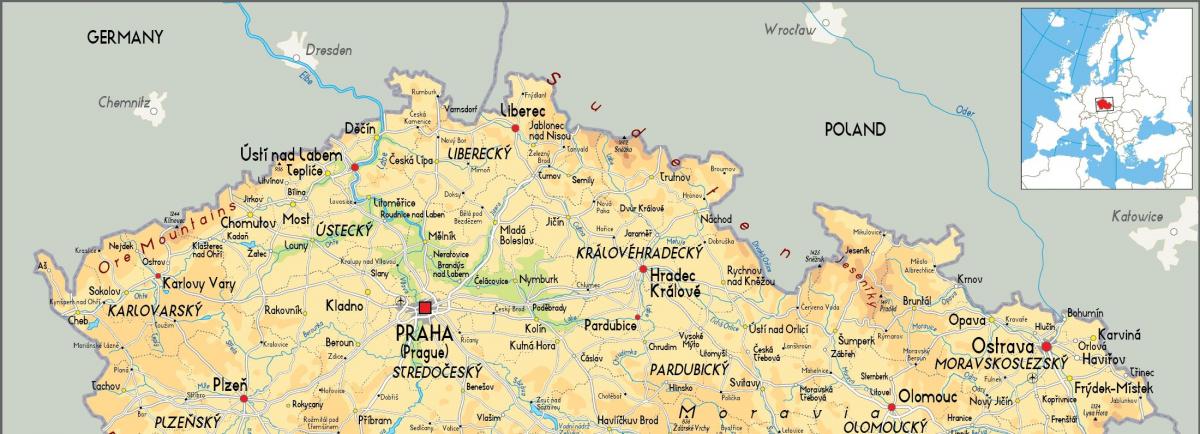Het noorden van Tsjechië (Tsjecho-Slowakije) kaart