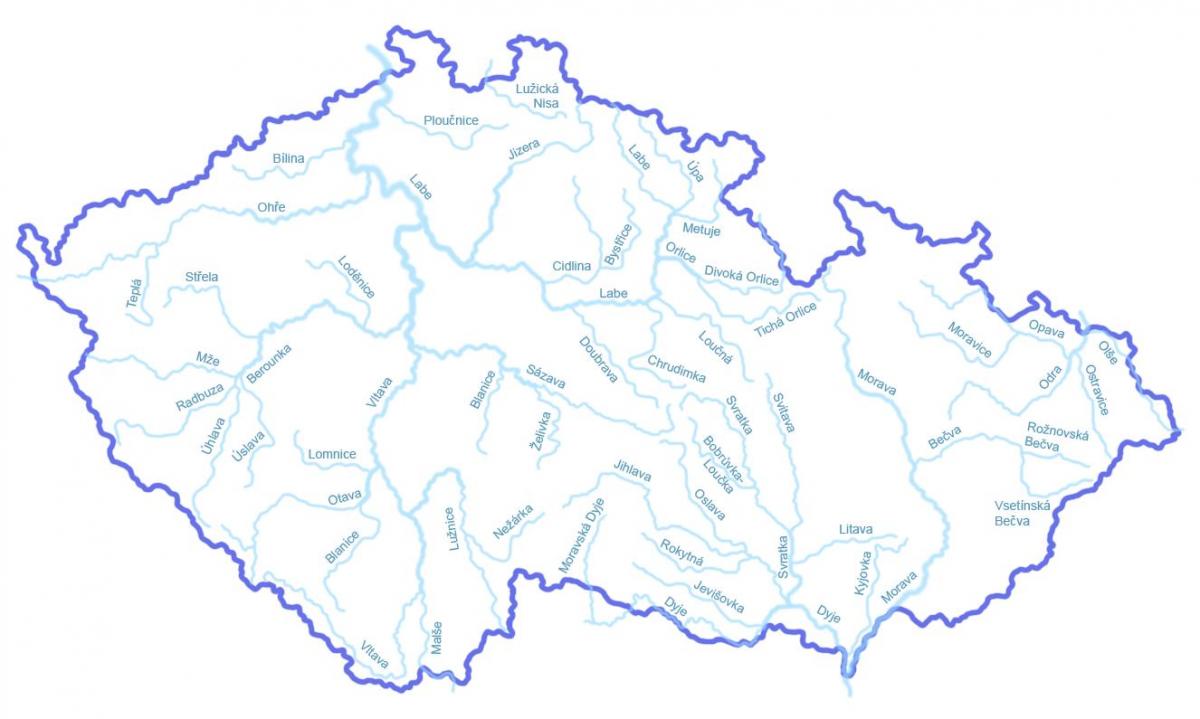Rivieren in Tsjechië (Tsjecho-Slowakije) kaart