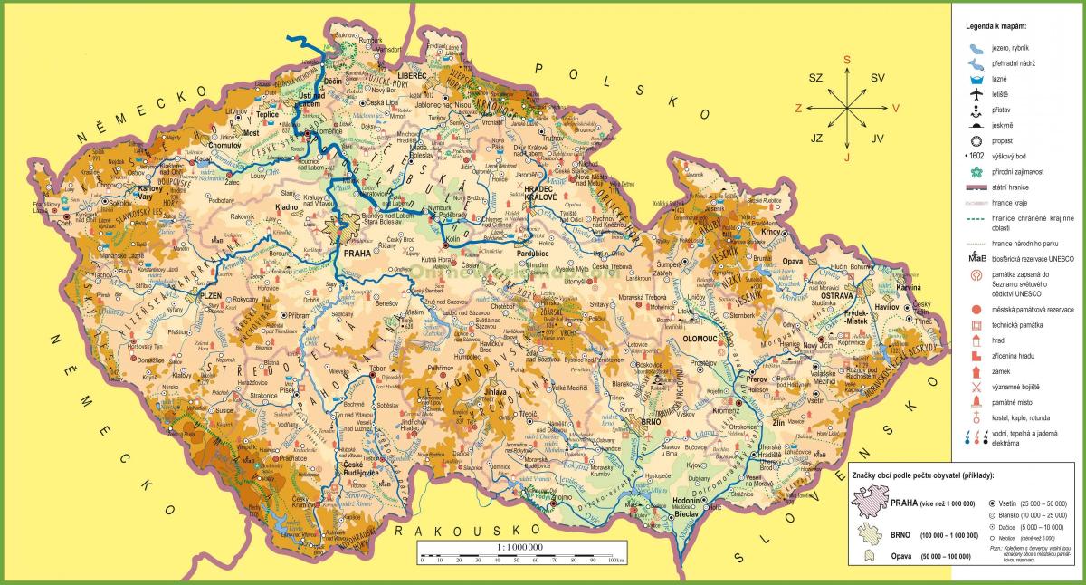 Topografische kaart van Tsjechië (Tsjecho-Slowakije)