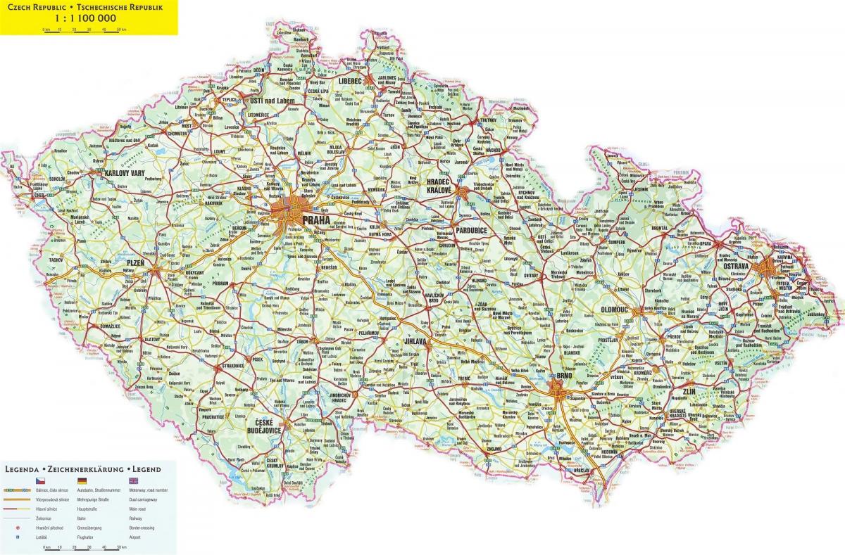 Kaart van Tsjechië (Tsjecho-Slowakije)
