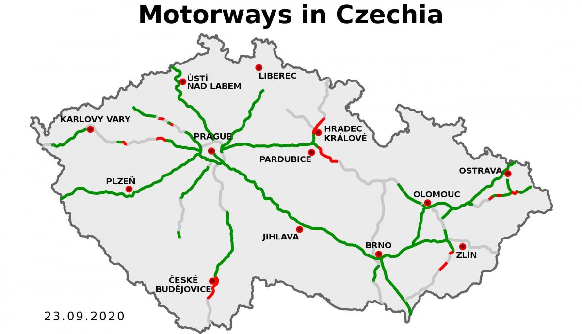 Snelwegenkaart van Tsjechië (Tsjecho-Slowakije)